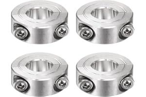 HARFINGTON 4pcs Shaft Collar for 1/2" Rod 1-1/8" OD 13/32" Width 304 Stainless Steel Double Split Axle Clamp-On Collar with Set Screw