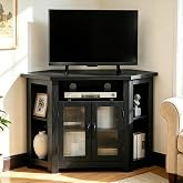 weselon Corner TV Stand for TVs up to 48 Inch, Media Entertainment Center with Storage Shelves and 2 Doors, Console Table Buffet Cabinet for Living Room Bedroom