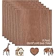 6 Pack Walnut Plywood Sheets 1/8 Inch - 3mm Square Unfinished Wood Craft for Laser Cutting & Engraving, DIY Projects, Painting, Fretwork, CNC Cutting, and Wood Burning (11.8 × 11.8 Inch)