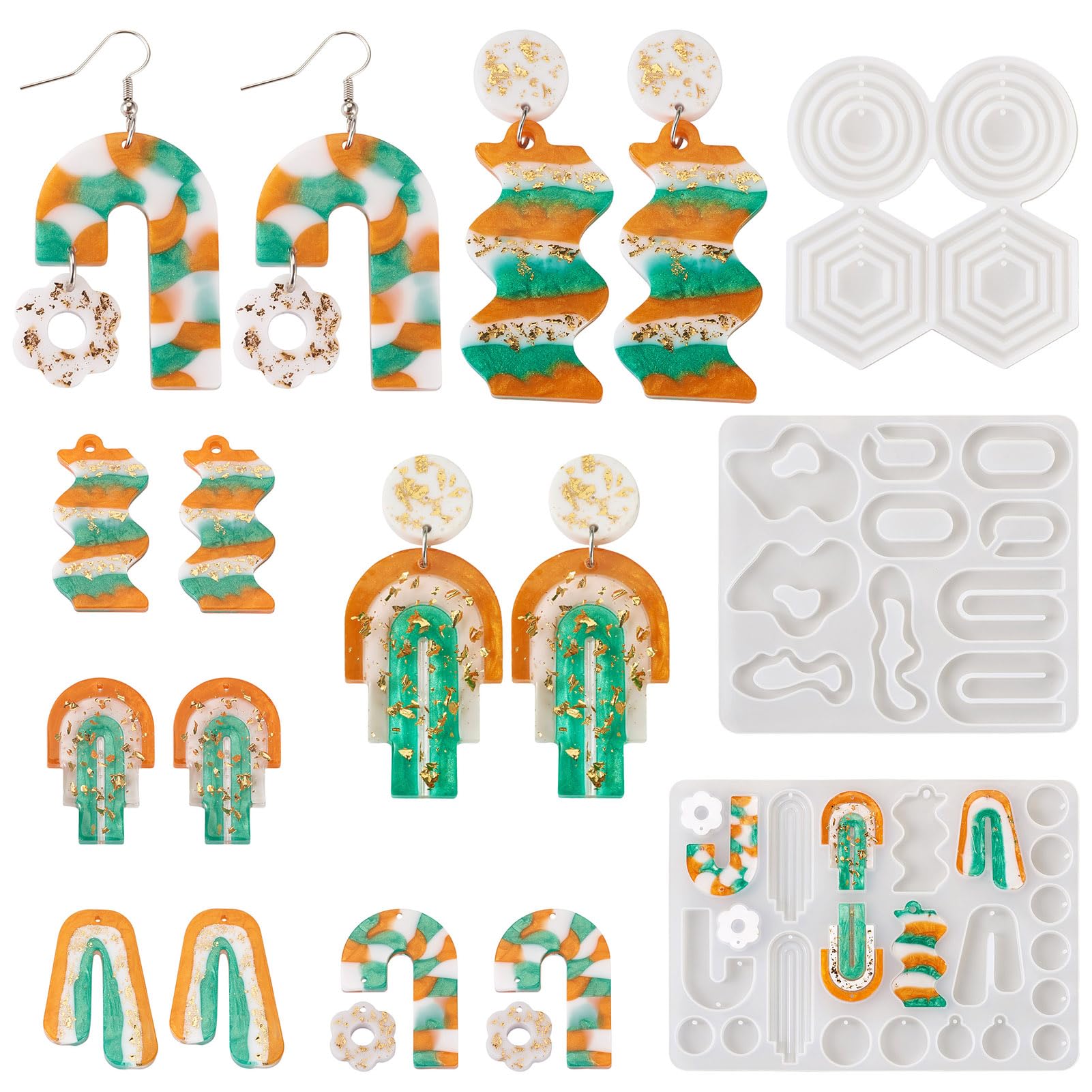 PandaHall 3pcs Hexagon Pendant Silicone Molds Round Casting Resin Molds Irregular UV Resin Mould for Epoxy Crafts Jewelry Making