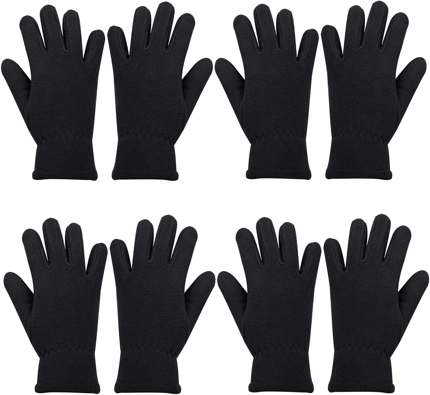 Cooraby 4 Pairs Kids Fleece Gloves Winter Polar Fleece Warm Gloves for Winter Cold Weather: Clothing