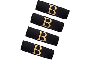 CHOIEO 4 Pcs Initial Luggage Handle Wraps, Luggage Grips, Luggage Handle Sleeves, Suitcase Handle Grips, Bag Handle Wraps, Travel Bag Handle Covers (Black, B)