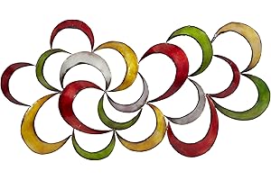 Deco 79 Metal Abstract Home Wall Decor Scalloped Wall Sculpture, Wall Art 35" x 1" x 20", Multi Colored