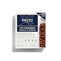 Phyto Phytophanere Integratore Alimentare Naturale Fortificante, Per Capelli e Unghie, Crescita e Volume, Senza Siliconi, Confezione doppia da 90 capsule (Totale 180 capsule)