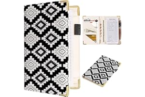 Tucocoo Server Books for Waitress, Cute Waiter Book with Money Pocket, Leather Server Book with Zipper Wallet, Black and White Serving Book Organizer Fit Server Apron - Aztecs Style