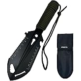 Small Camping Shovel, 9 in 1 Mini Hand Shovel, Portable Backpacking Trowel, Ultralight Compact Multitool for Camping, Gardening, Outdoor Survival, Black