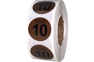 INSTOCKLABELS.COM Shoe Size 10 Brown Stickers for Retail Clothing – 3/4 Inch Round, 500 Semi-Gloss Adhesive Labels Per Roll for Footwear Inventory, Organization, and Display – Made in The USA