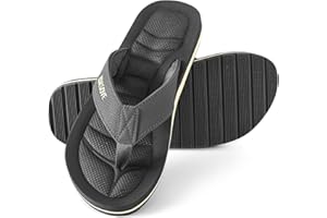 ZOKSOVE Mens Flip Flops - Comfort Arch Support Slides - Memory Foam Slip On Beach Sandals - Waterproof Open Toe Thong Slippers Summer Footwear