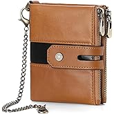 GAEKEAO Chain Wallets for Men - Bifold RFID Blocking Mens Wallet with Chain, High Security Leather Wallets with Coin Pocket