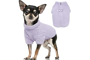 FUAMEY Dog Winter Coat,Warm Dog Jacket with Harness Built in Dog Cold Weather Coats with Zipper On Back Pet Vest Dogs Plush Fleece Dog Clothes Soft Snow Apparel for Small Dogs Purple S