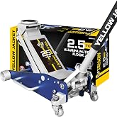 YELLOW JACKET 2.5 Ton Floor Jack Aluminum and Steel Racing Car Jack | Low Profile, Fast Lifting Dual Pump, Lift Range 3-15/16" to 18-5/16", Hydraulic, 5500 lbs Capacity, for Sport Utility Vehicle