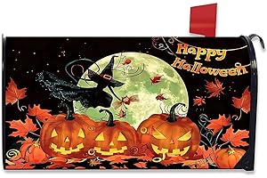 NANIKORE Happy Halloween Creepy Decorations Halloween with Pumpkin Magnetic Mailbox Cover Standard Size 18X21 Letter Box Covers Decor for Outdoor Home Garden