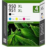 950XL / 951XL Ink Cartridge Combo Pack High-Yield (4-Pack, Black/Cyan/Yellow/Magenta) Replacement for HP 950XL and 951XL Ink 