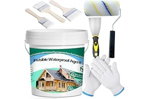 QUKLOGEN 3Kg/106Fl.oz Invisible Waterproof Agent Indoor&Outdoor Waterproof Coating Set Transparent Liquid Sealant with Wooden Brush Resistant Work Gloves Putty Knife Cut Paint Roller