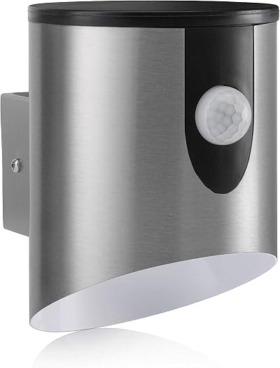 Auraglow Stainless Steel Outdoor LED PIR Wall Light IP44 110lm 6000K