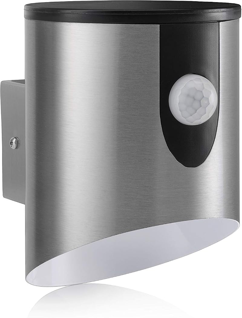 Auraglow Stainless Steel Outdoor LED PIR Wall Light IP44 110lm 6000K