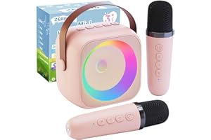 ZERFUN Mini Karaoke Machine for Kids Adults, Karaoke Microphone Wireless Microphones Rechargeable with Bluetooth Speaker, Girls Kids Birthday Christmas Toys Gifts Presents, Pink