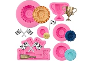 KKONHII Race Car Silicone Molds, 3D Round Tire Fondant Mold, Truck Wheel Shape Silicone Mold, Racing Car Chocolate Candy Mold Baking Mold Cupcake Topper Decoration for DIY Boy Birthday Clay Resin Crafting
