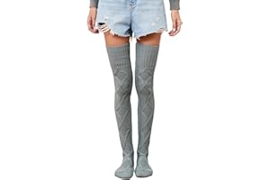 SherryDC Cable Knit Leg Warmers for Women Thick Over Knee Thigh High Boot Socks Warm Solid Extra Long Winter Stockings