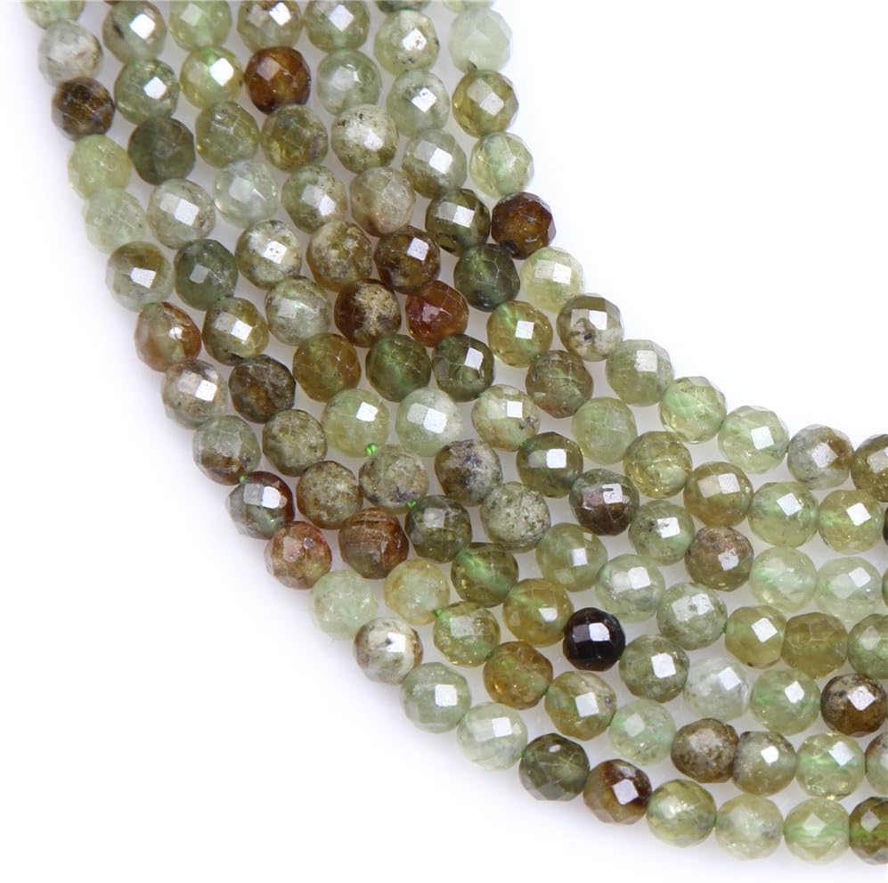 AAA Natural Round Faceted Semi Precious Stone Beads for Jewellery Making 15'' (Prehnite/4mm) - Image 3