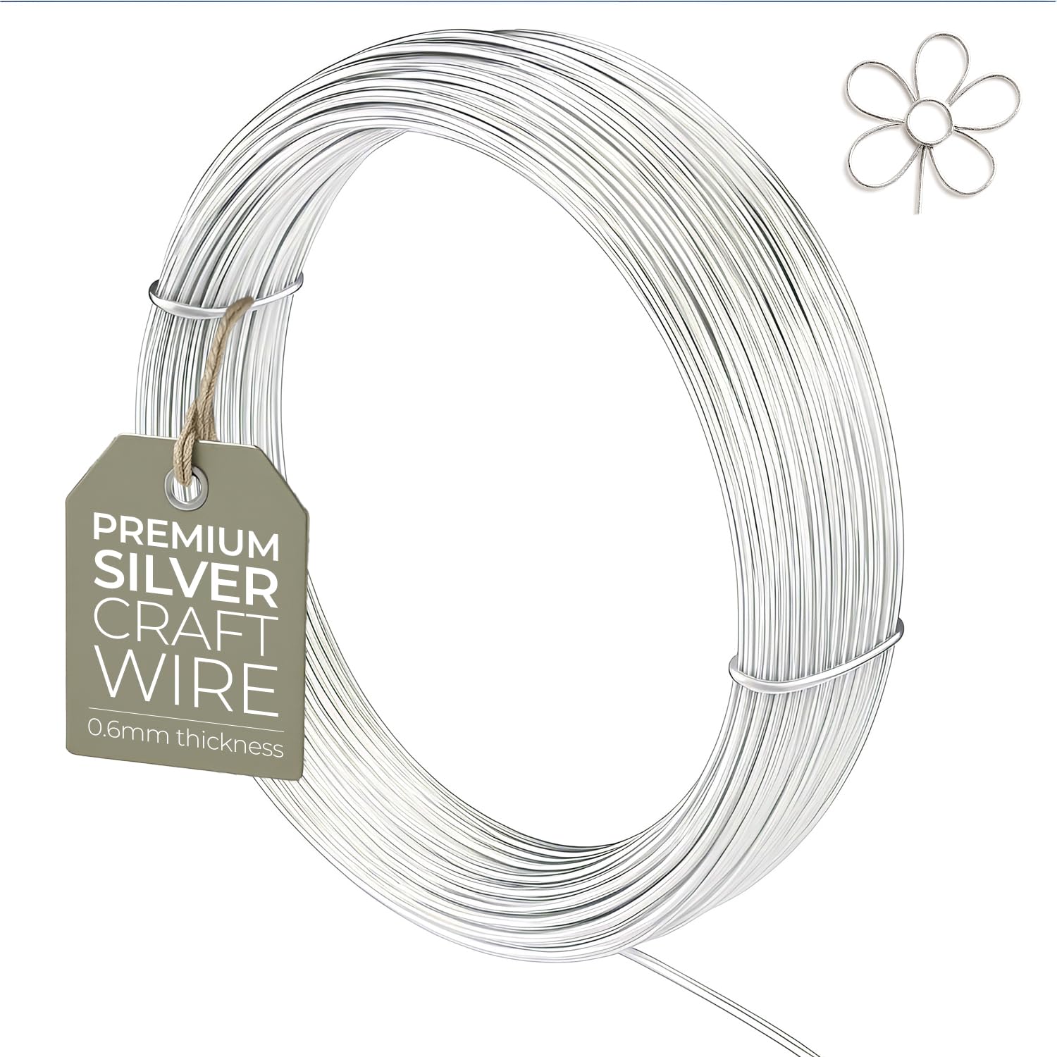 0.6mm (22 Gauge) x 10m Silver Plated Non-Tarnish Craft Wire for Jewellery, Wire Wrapping, Sculpting, Hobby Craft, Wire Modelling