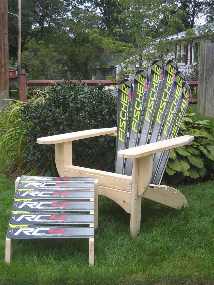 Amazon.com : Snow Ski Adirondack Chair & Ottoman Plastic Chair : Lawn