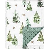 HOMRITAR Christmas Baby Blanket for Boys Soft Lightweight Minky Blanket with Double Layer Dotted Backing for Infant Toddler Nursery Crib with Green Pine Tree Design 30 x 40 Inch
