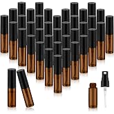Zhehao 50 Pcs Mini Spray Bottles, Perfume Bottle, Amber, 3 Ml | Clear Glass Bulk Refillable Fine Mist Perfume Atomizer, Portable Empty Sample Containers for Cleaning, Essential Oils, Travel