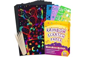 FUNNYB&G Rainbow Scratch Paper Art for Kids - 60 Pcs Magic Rainbow Scratch Paper Off Set Scratch Easter Crafts Arts Supplies Kits Pads Sheets for Party Games Halloween Christmas Birthday Gifts