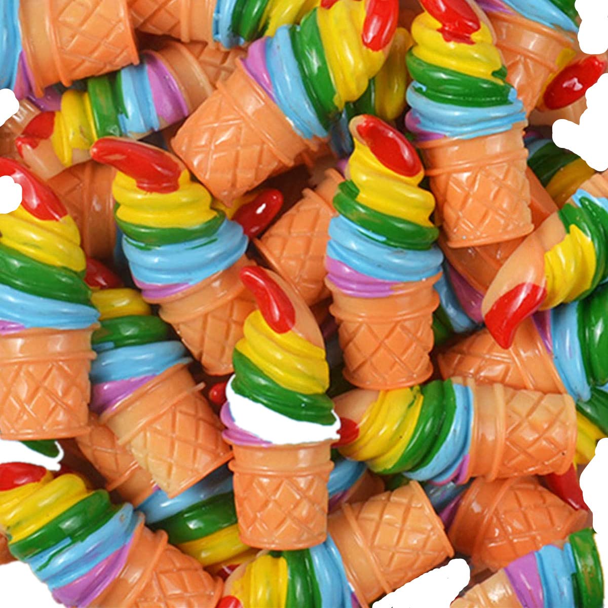 30 Pack Cute Charms Beads Chocolate Ice-Lolly Dessert Ice Cream Resin Charms Slices Flatback Buttons for Handcraft Accessories Scrapbooking Phone Case Decor Jewelry Making (Rainbow Ice Cream)