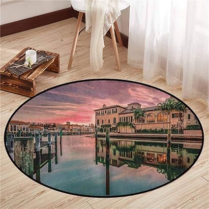 Tapis Rond Antidérapant Pour Chambre à Coucher Motif Neige