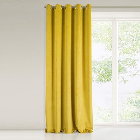 Eurofirany Velvet Curtains Velvet Mustard Yellow 8 Eyelets