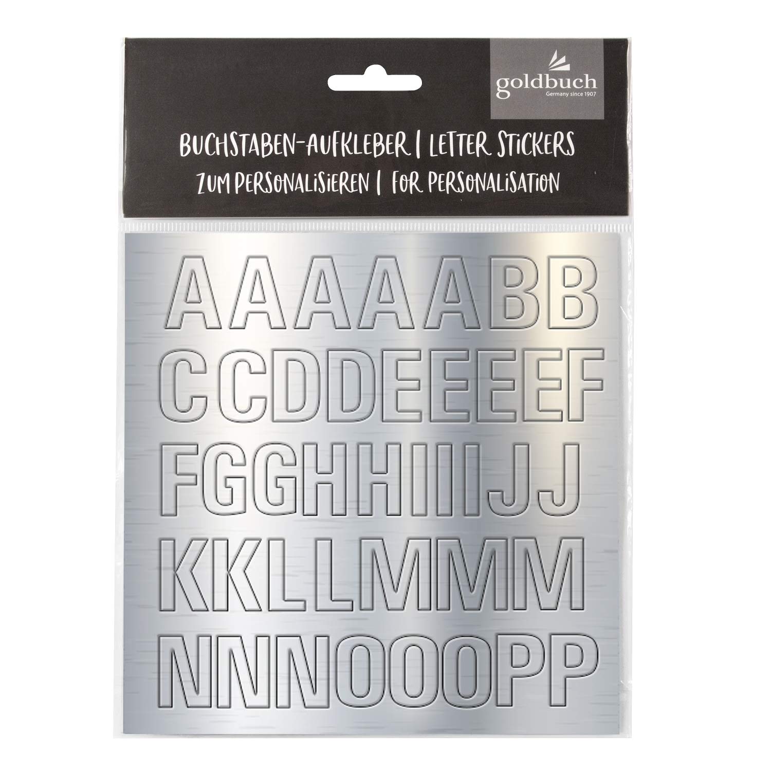 goldbuch 10209 Adhesive Letter Set in Silver, Letters for Gluing with 2 Sheets, Sticker Sheet with Alphabet Stickers from A to Z, Number Stickers from 0 to 9, Umlauts, Dots, Minus and ß Signs