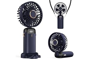 Rechargeable Portable Handheld Fan,5000mAh Battery Operated Mini Fan,5 Speeds and LED Display,Long Lasting Desk Fan for Offic