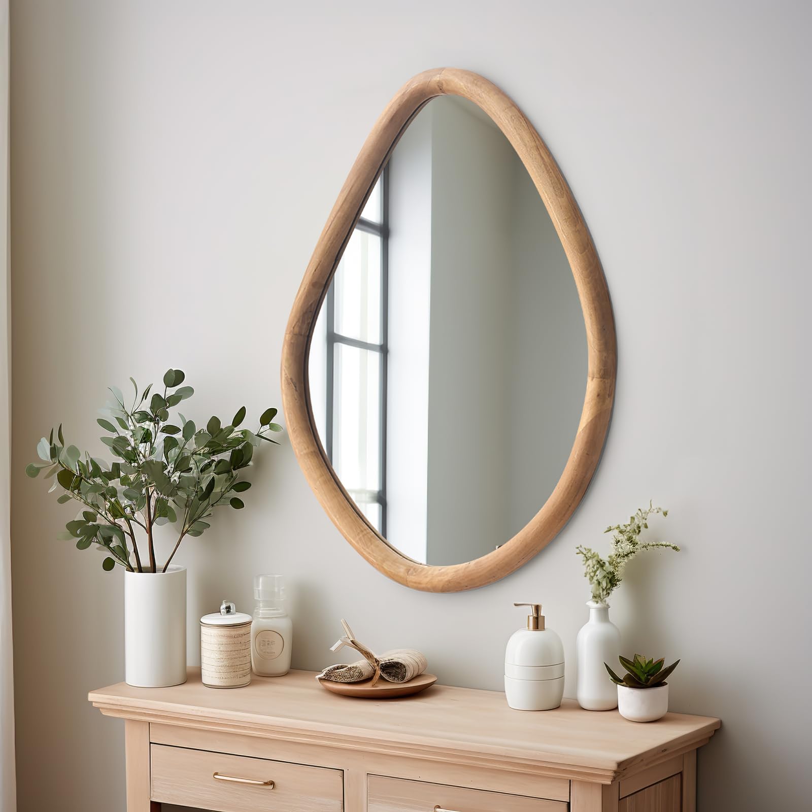 sawsile Irregular Wall Mirror,Nature Wood Asymmetrical Mirror,21x26 ...