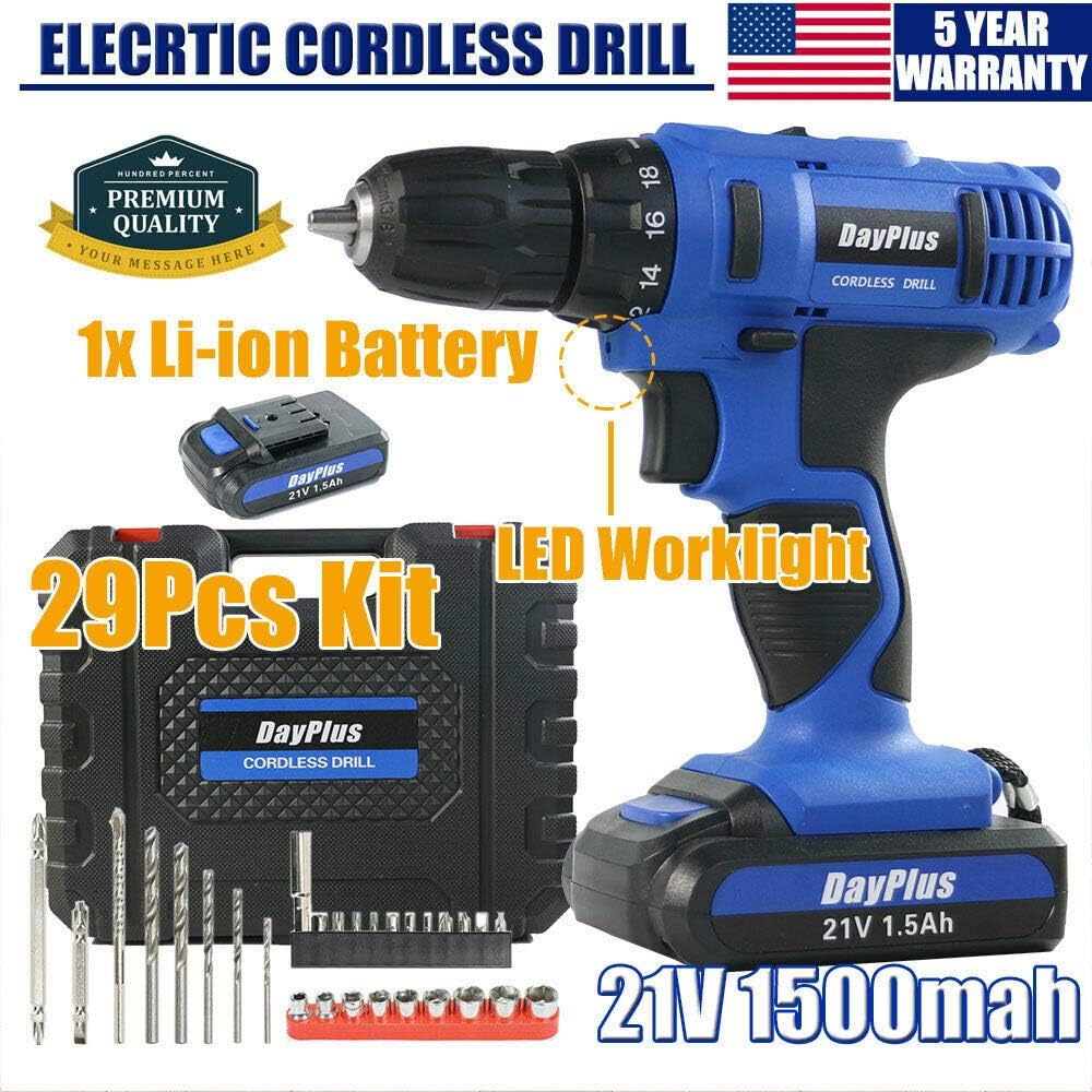 Impact Driver Drill 21V Cordless Screwdriver with 1500mAH