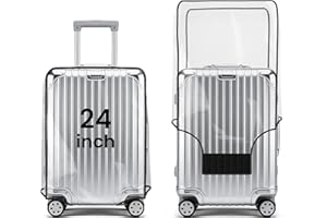 THMINS Clear 24 Inch Luggage Cover,Waterproof Dustproof Anti-Scratch PVC Luggage Protector,Transparent Luggage Cover for Whee