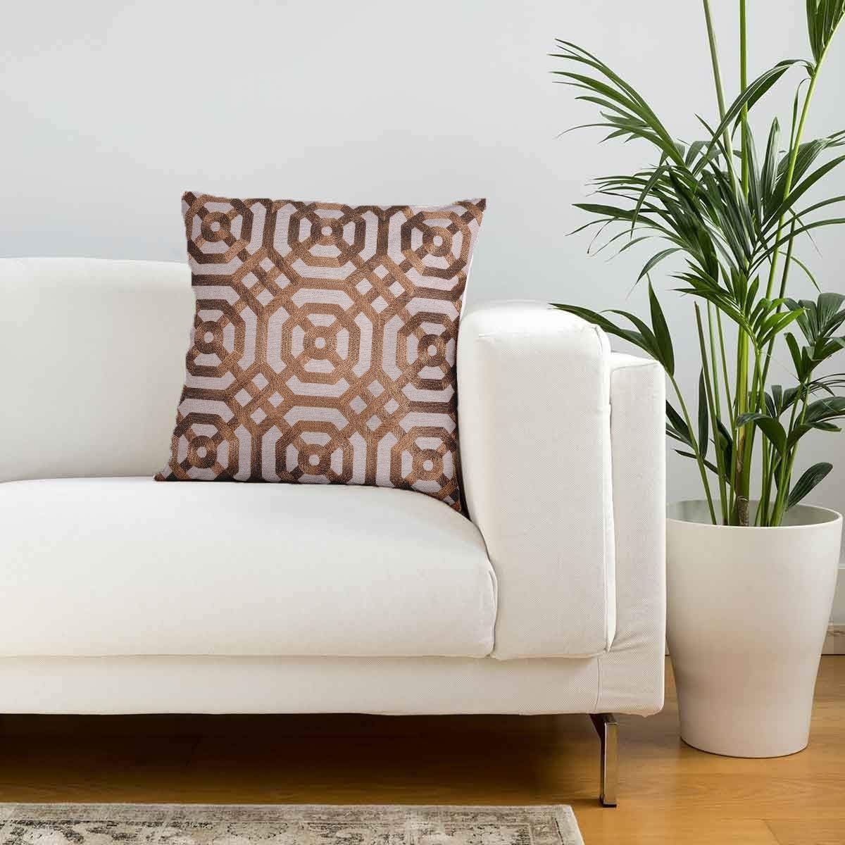 Decozen Decorative Throw Pillow with Insert 20"x20" inches in 1 Set Embroidered Octagon Pattern for Couch Sofa Bed Living Room Bedroom Farmhouse Indoor Patio: Home & Kitchen