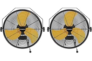 FANQIEBROS 2PCS 2600 CFM 14 inch Outdoor High Velocity Wall Mounted Fan, 3-Speed Metal Fans with IP44 Enclosure Motor, Industrial Grade Weatherproof Wall Fan for Patio, Greenhouse, Garage, and Gazebo