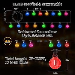 XURISEN 98FT Outdoor String Lights Patio LED G40