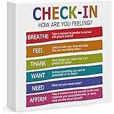 Mental Health Office Decor Self Care Sign Check In Wooden Block Sign Therapist Office Desk Decor Sign Table Decorations Sign for Bedroom Living Room
