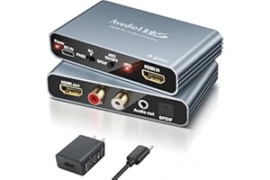 AVEDIO LINKS HDMI ARC Audio Extractor 4K60Hz, HDMI ARC Adapter to Optical/SPDIF RCA 3.5mm AUX Audio Adapter Converter Splitter Support LPCM 5.1/DTS/DSD for Laptop/TV Box/DVD/PS5/Soundbar/Speaker/Amplifier