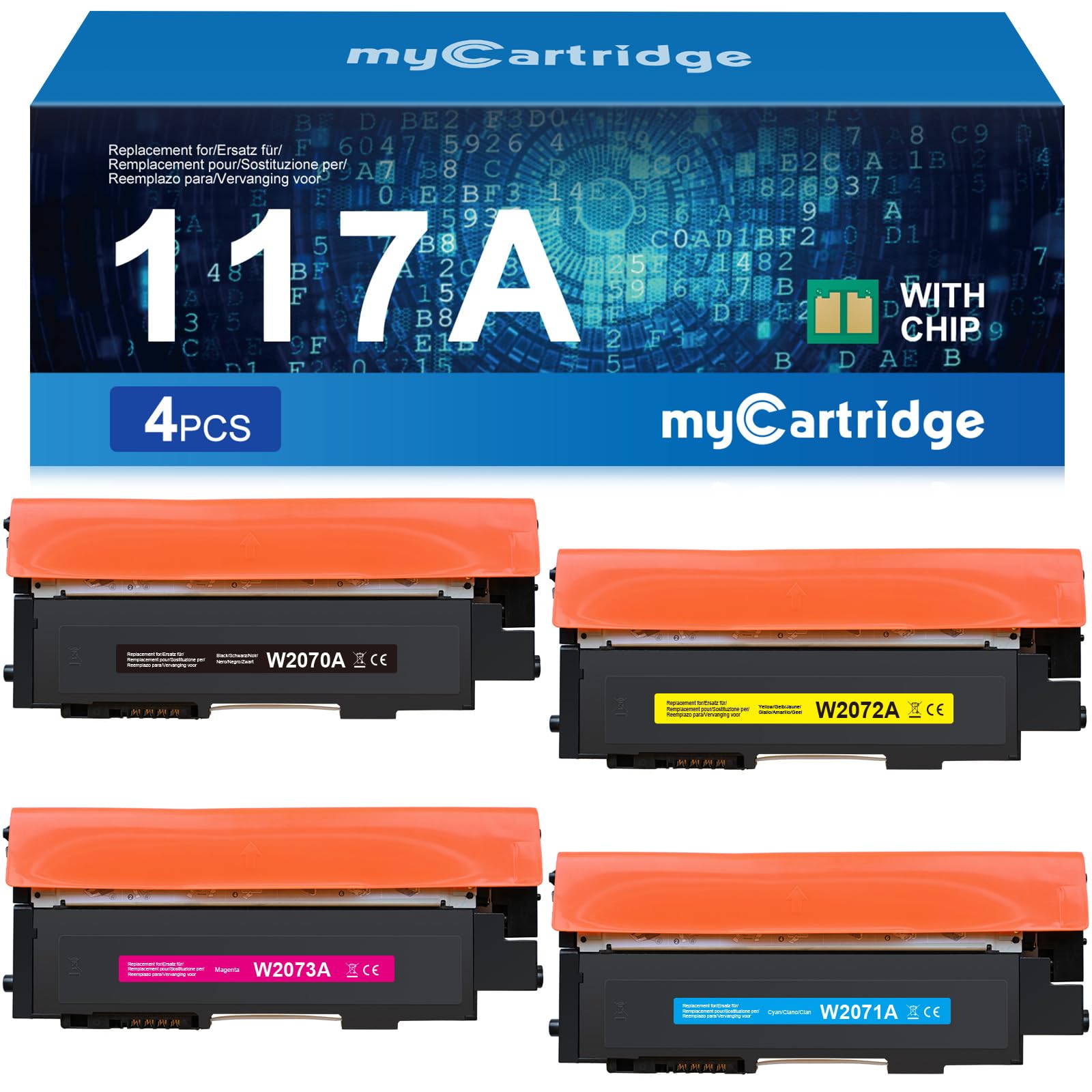 MyCartridge 117A Toner Cartridges Compatible with HP Colour Laser 150nw MFP 179fnw 178nw for HP 117A Toner Cartridges (Black/Cyan/Magenta/Yellow)