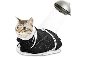 CATCAN Cat Bathing Bag, Breathable Mesh Cat Shower Bag Anti Scratch Adjustable Grooming Bag for Nail Trimming Polyester Soft Washing Bag