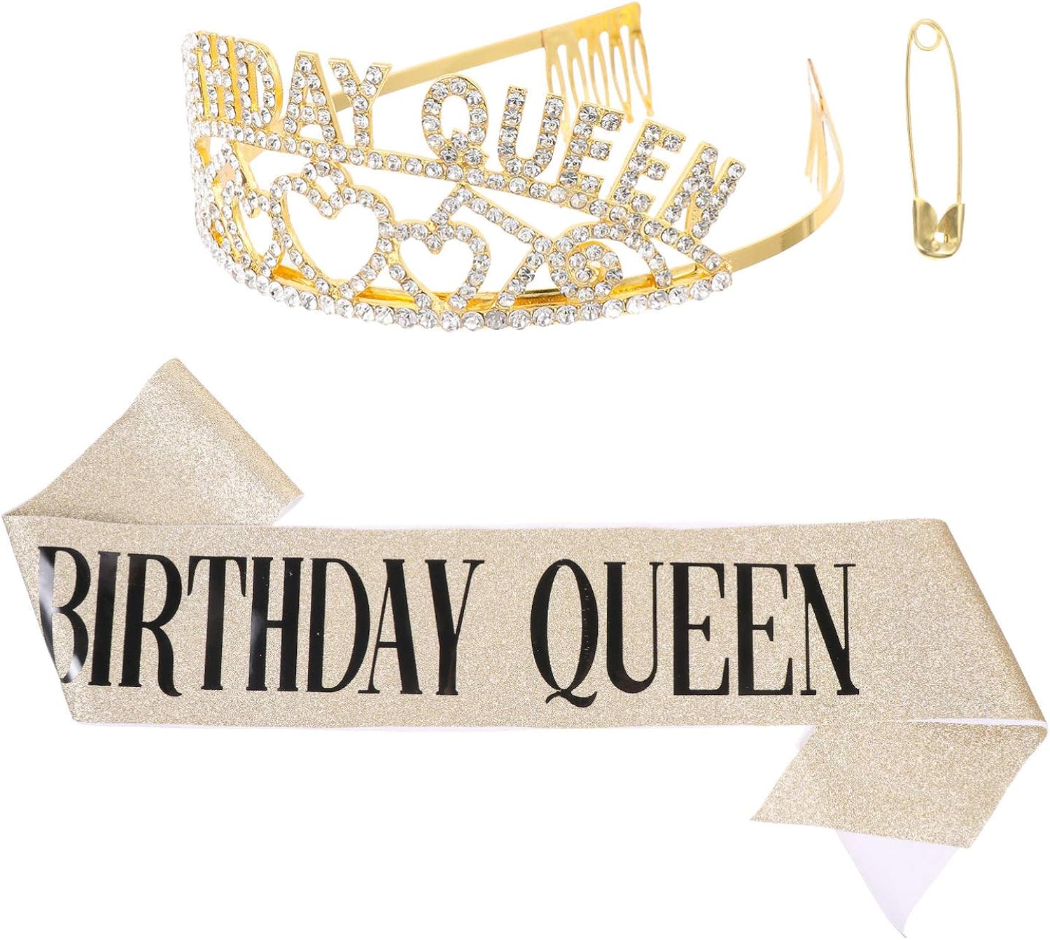 SOIMISS 2pcs Birthday Queen Sash and Crown Set Glitter Birthday Sash