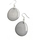 Tagua earrings in grey, light weight tagua nut slice earrings TAG272