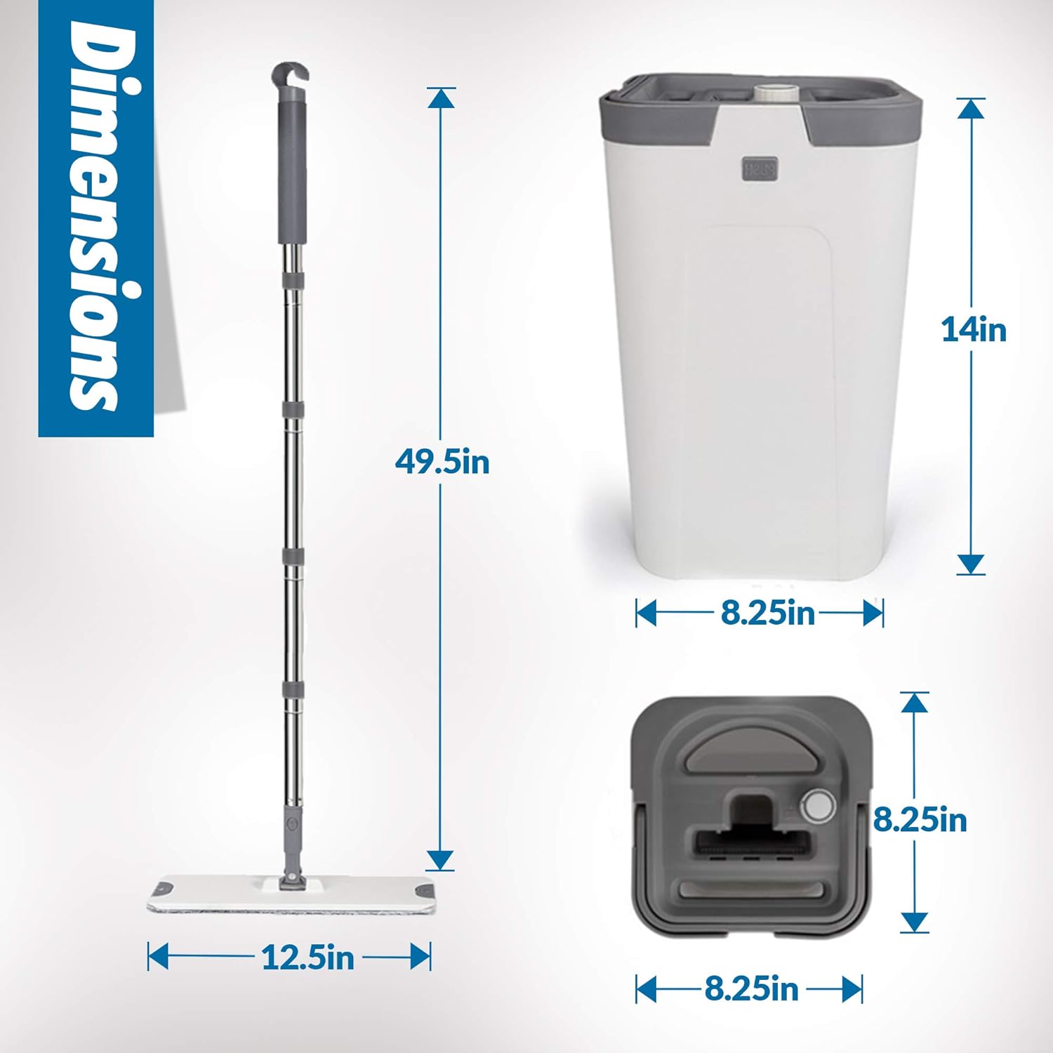 X3 Flat Floor Mop and Bucket Set for Hands Free Home Floor Cleaning, Separates Dirty and Clean Water, 3-Chamber Design 3 Reusable Microfiber Mop Pads Included: Kitchen & Dining