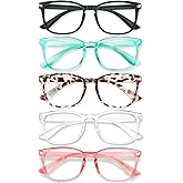 WINTOO Blue Light Glasses for Woman Men | 99% Blue Light Blocking Glasses for Computer Gaming TV Phone Screen Square Frame | Anti Eyestrain & UV Glare Protection - 5 Pair
