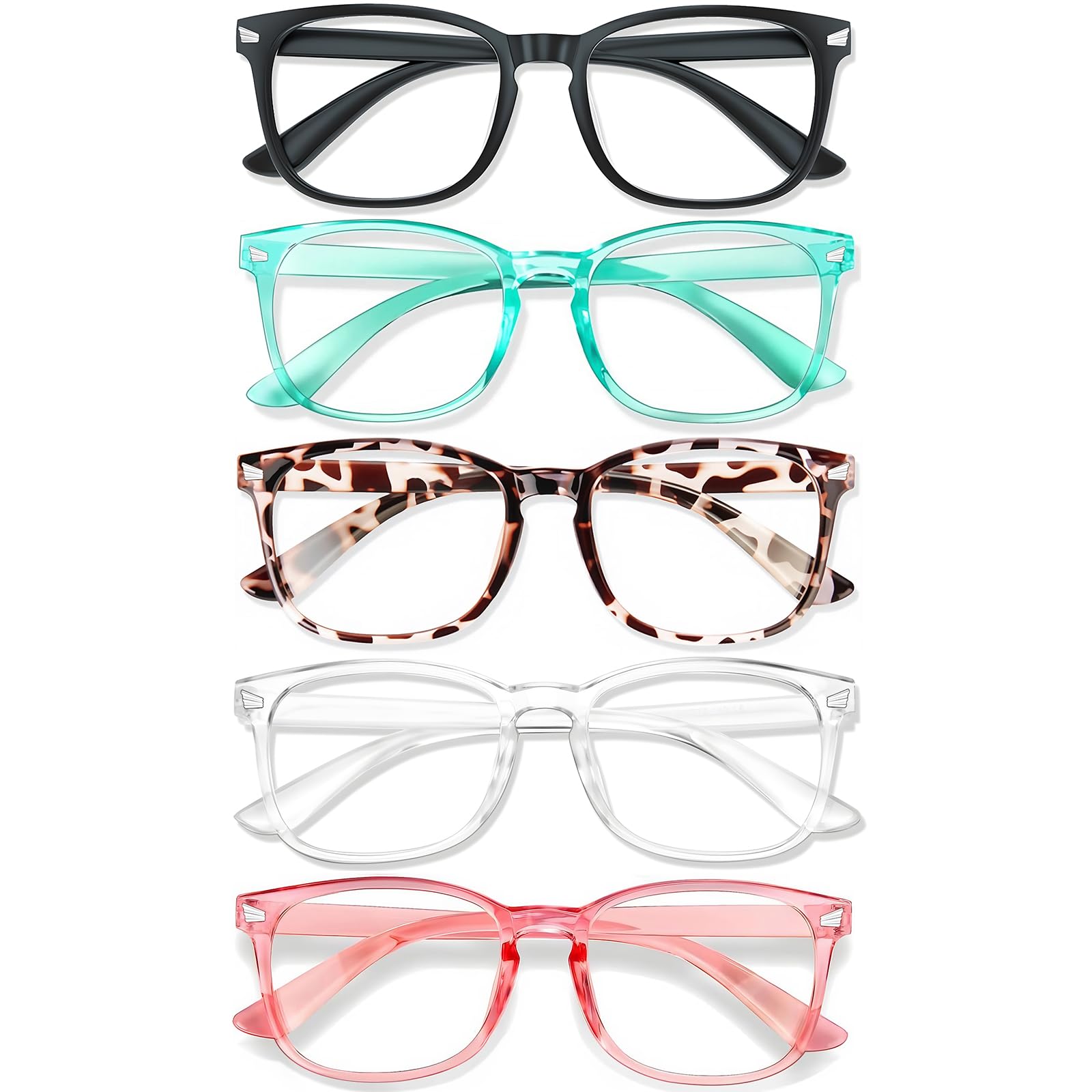 Photo 1 of WINTOO Blue Light Glasses for Woman Men | 99% Blue Light Blocking Glasses for Computer Gaming TV Phone Screen Square Frame | Anti Eyestrain & UV Glare Protection - 5 Pair