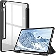 Fintie Hybrid Slim Case for Samsung Galaxy Tab S10 FE/ S9 FE 5G 10.9 Inch/Tab S9 11 Inch with S Pen Holder, Shockproof Cover with Clear Transparent Back Shell, Auto Wake/Sleep, Black